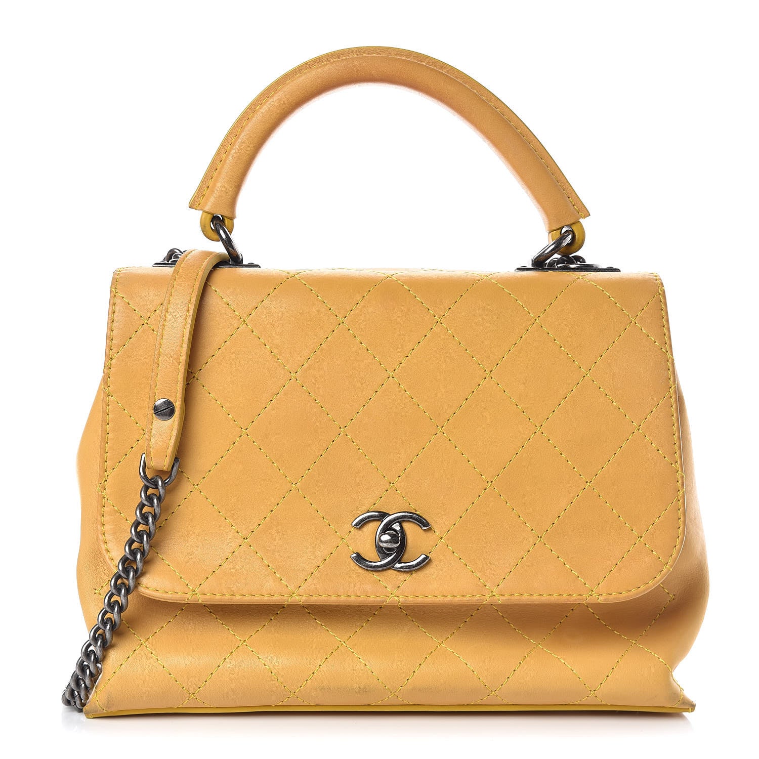 Chanel Calfskin Stitched Urban Luxury Top Handle Bag Yellow 1 of 20
