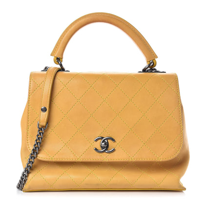 Chanel Calfskin Stitched Urban Luxury Top Handle Bag Yellow 1 of 20