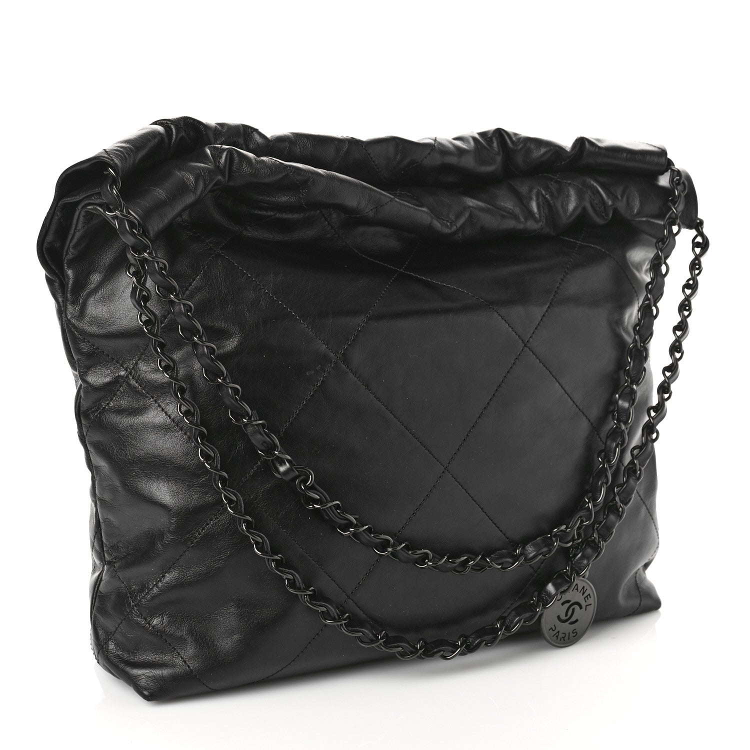 Chanel Shiny Calfskin Quilted Small Chanel 22 So Black 3 of 9