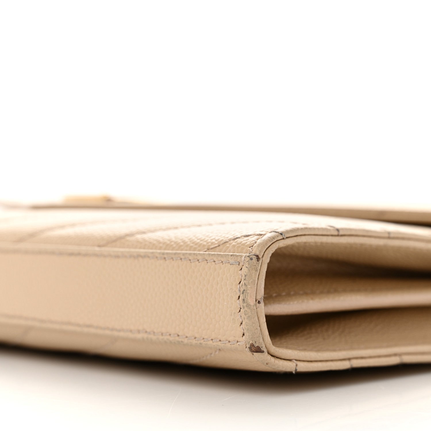 Saint Laurent Grain De Poudre Matelasse Chevron Monogram Chain Wallet Nude Powder 10 of 19