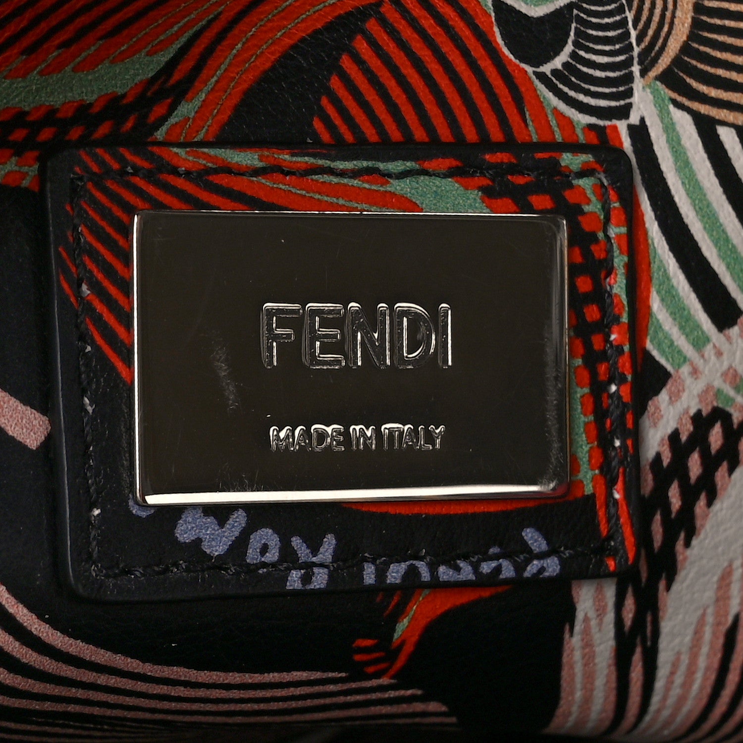 Fendi Calfskin Orchid Large Peekaboo Iconic Satchel Black Multicolor 6 of 10