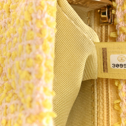Chanel Tweed Quilted Medium Chanel 19 Flap Yellow Pink 7 of 12