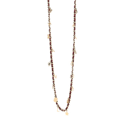 Chanel Lambskin Crystal Pearl Charm Long Necklace Red Gold 1 of 5