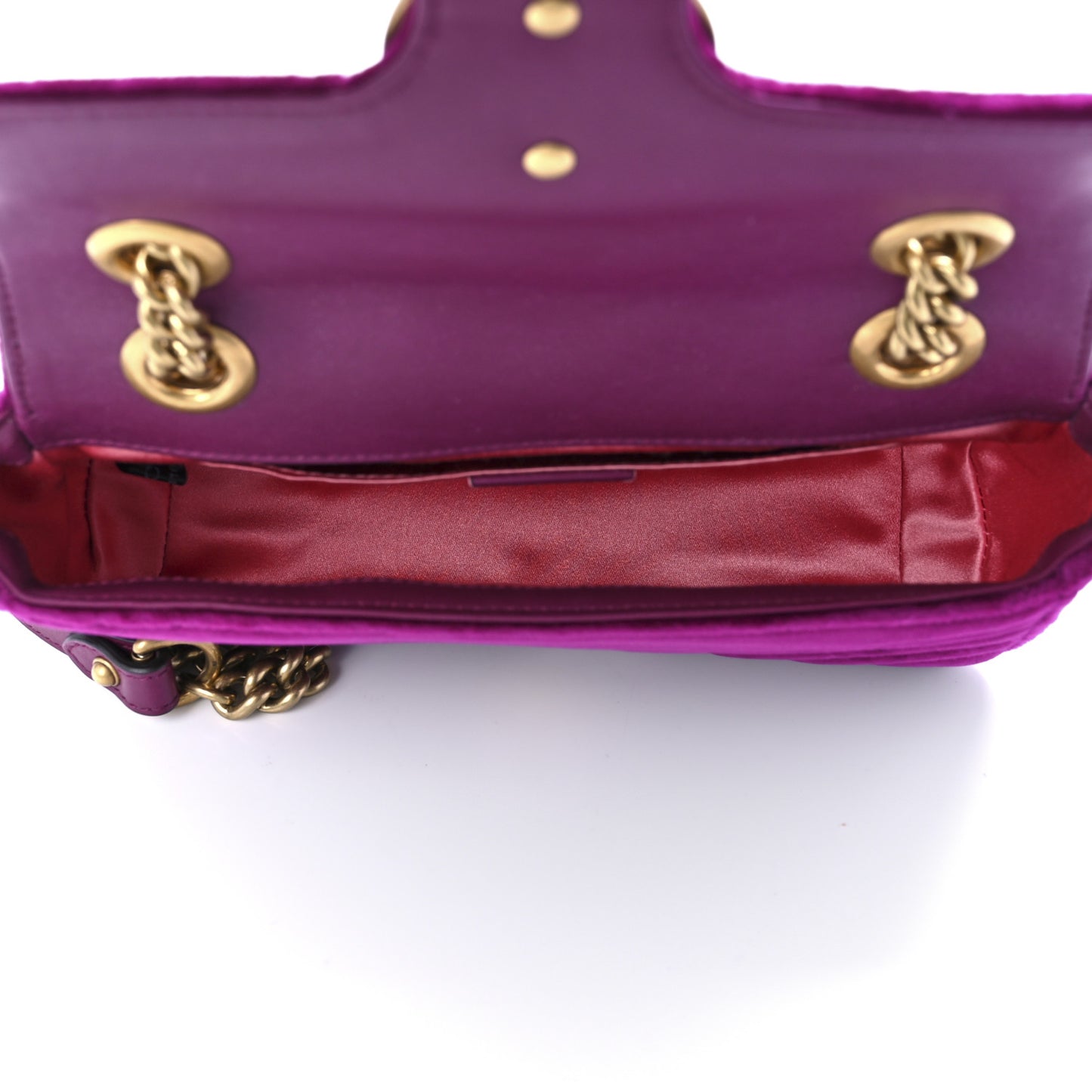 Velvet Matelasse Mini GG Marmont Shoulder Bag Fuchsia Violet Cyclamen