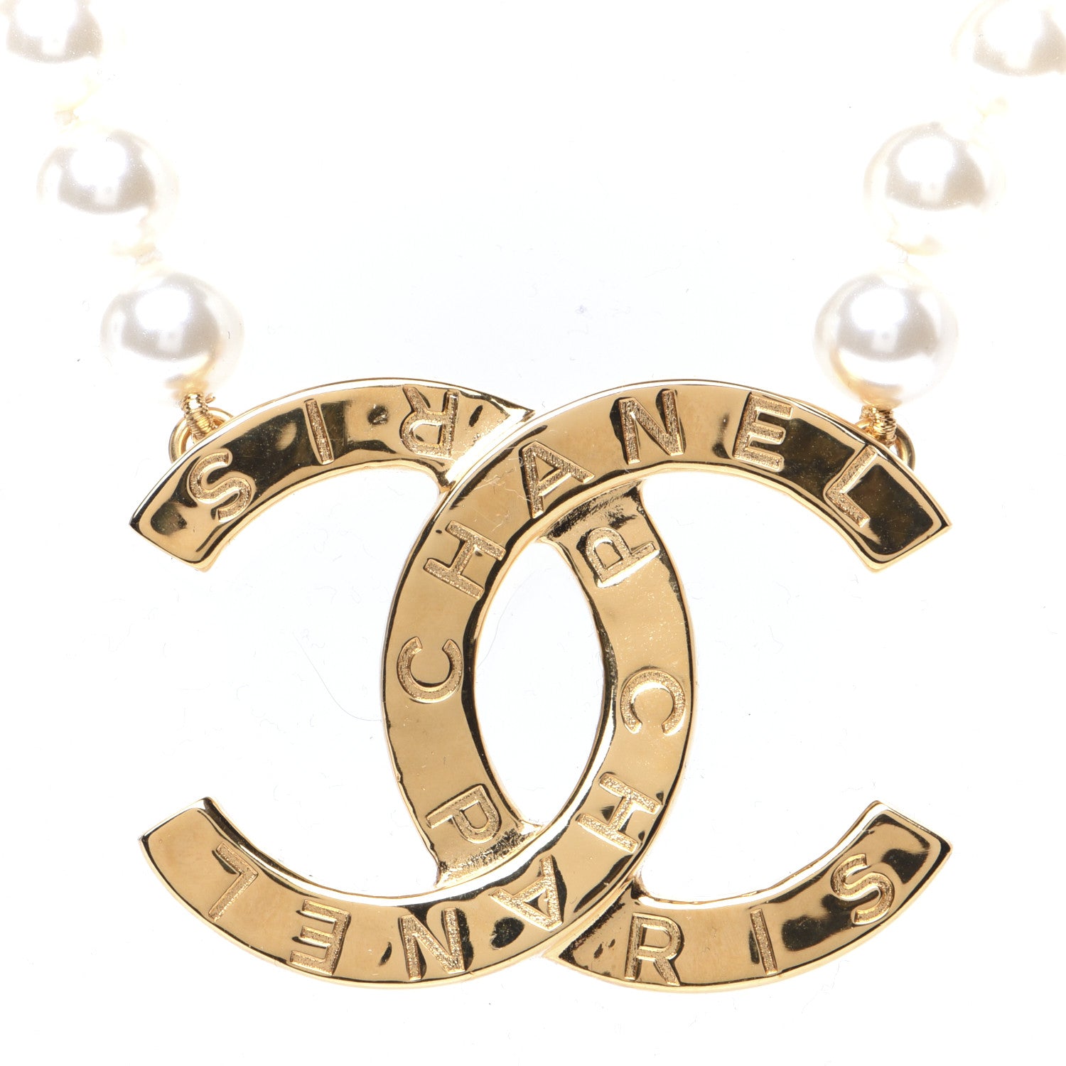 Chanel Pearl CC Paris Button Short Necklace Gold 3 of 12
