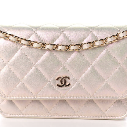 Chanel Iridescent Lambskin Quilted Mini Wallet On Chain WOC Ivory 8 of 10