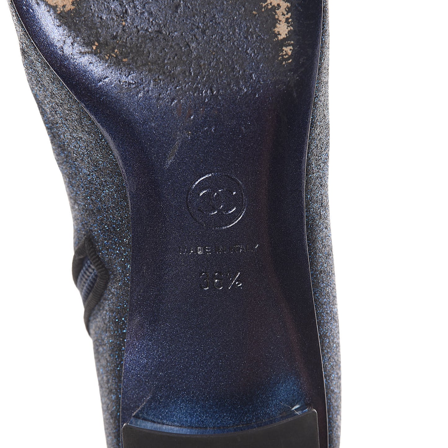 Sequin Grosgrain Cap Toe Short Boots 36.5 Navy Black
