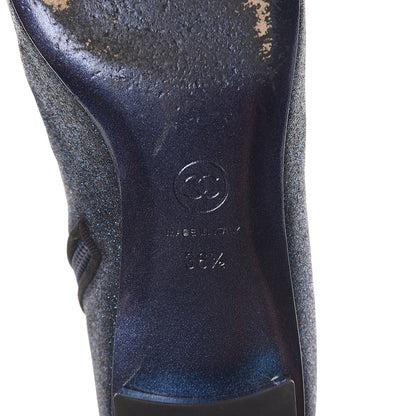 Chanel Sequin Grosgrain Cap Toe Short Boots 36.5 Navy Black 7 of 7
