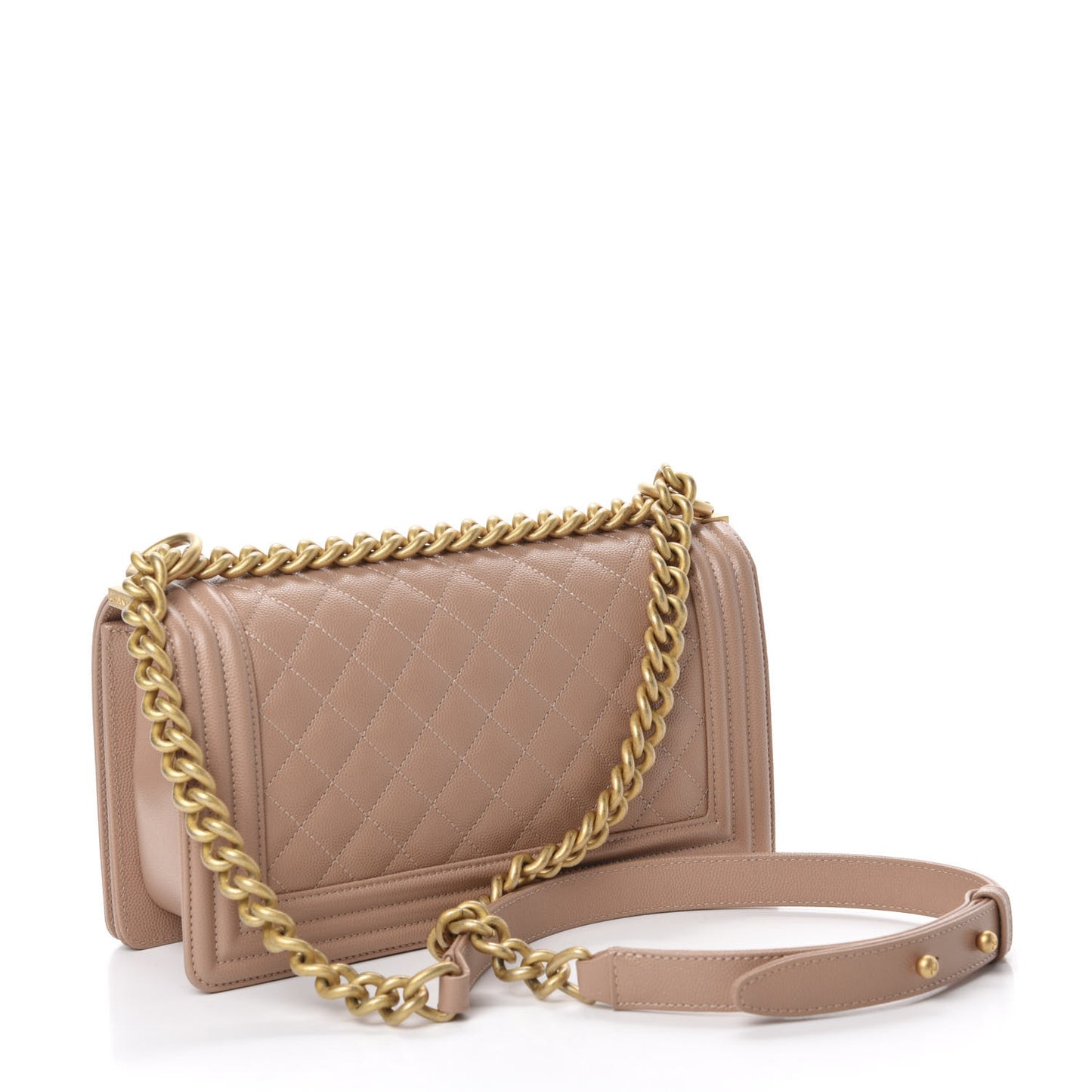 Caviar Quilted Medium Boy Flap Beige