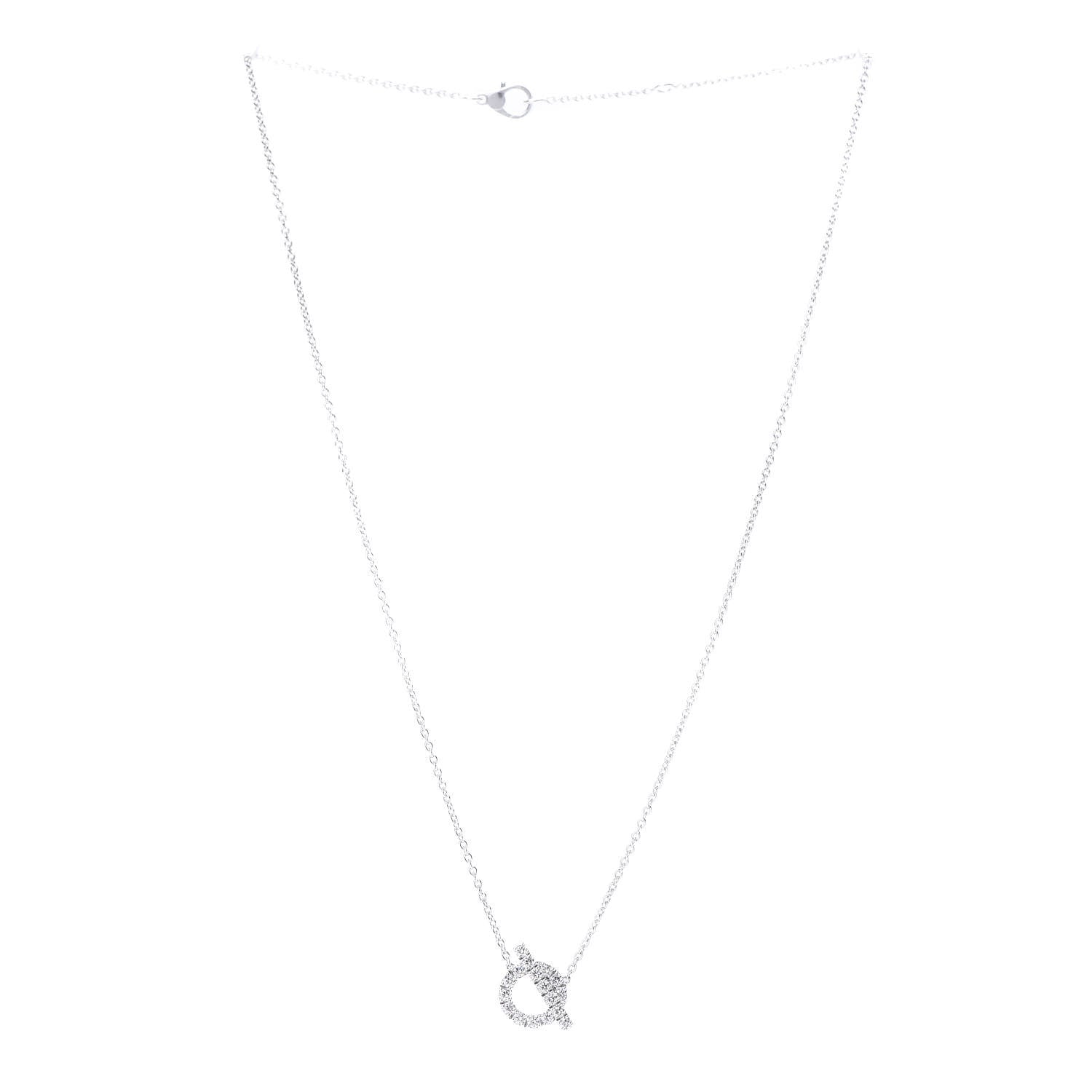 Hermes 18K White Gold Diamond Finesse Pendant Necklace 3 of 5