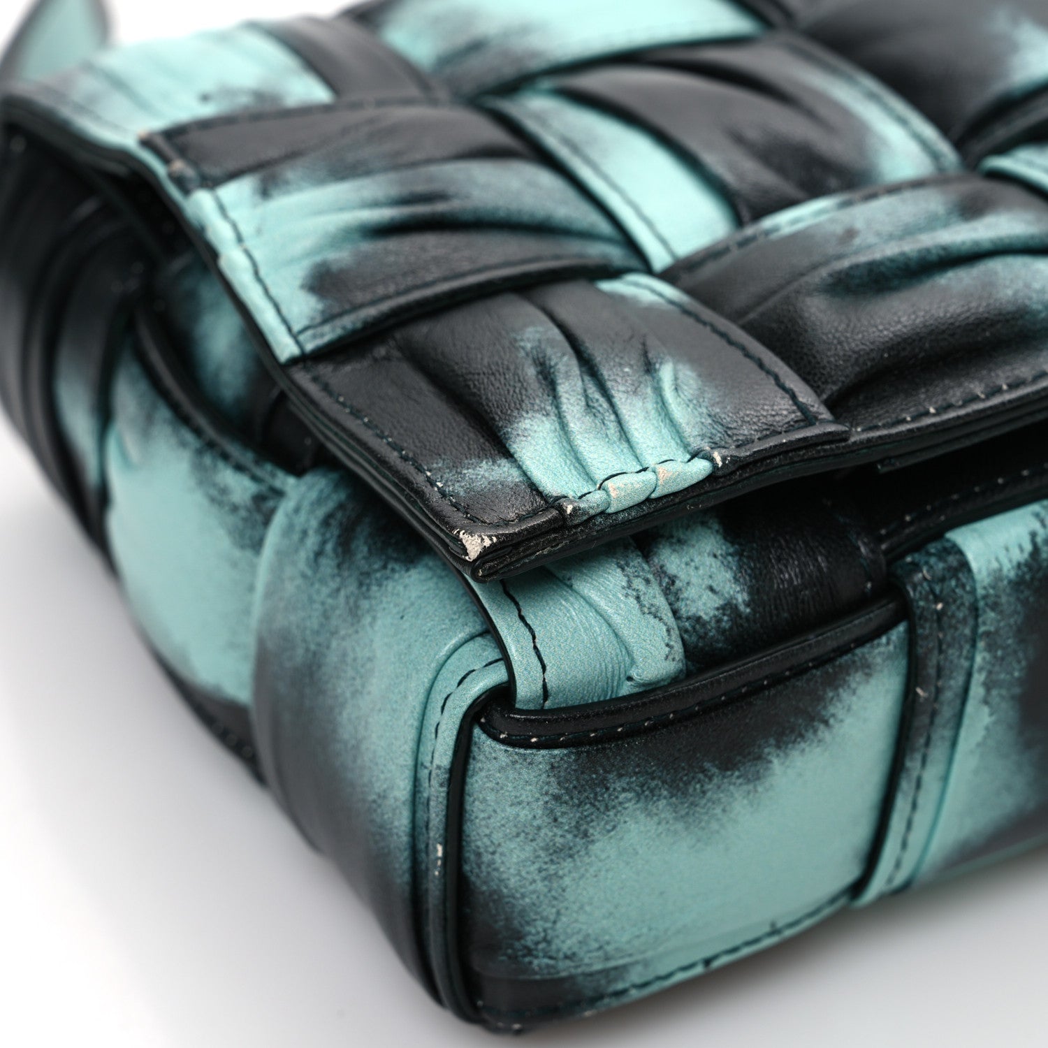 Bottega Veneta Foulard Tie Dye Maxi Intrecciato Padded Cassette Crossbody Bag Celadon Inkwell 12 of 14