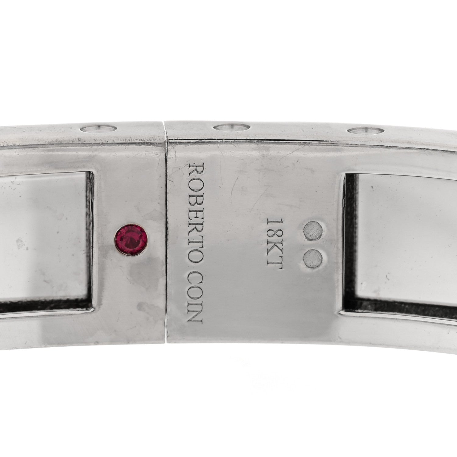 Roberto Coin 18K White Gold Diamond Pois Moi 2 Row Bangle Bracelet 3 of 3