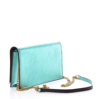 Saint Laurent Laminated Calfskin Classic Monogram Kate Tassel Chain Wallet Green 3 of 10