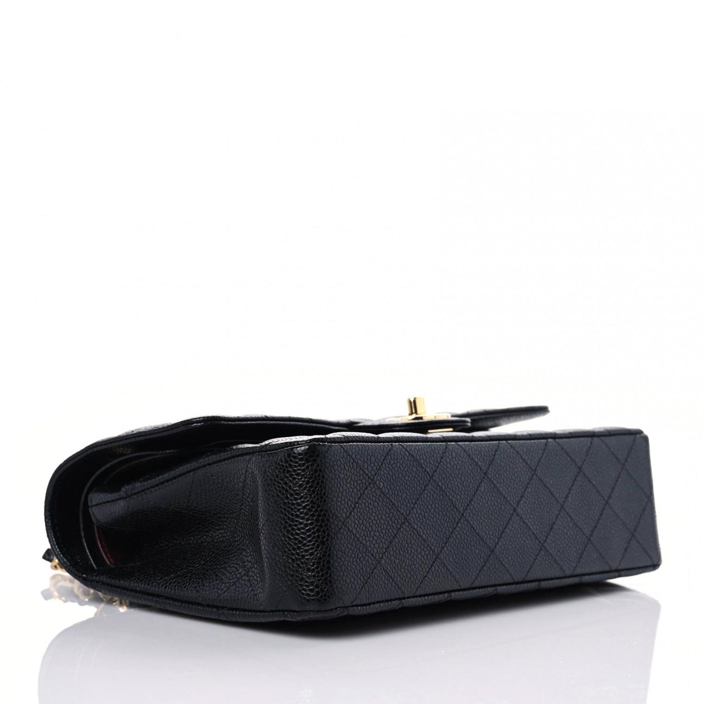 Caviar Quilted Medium Double Flap Black