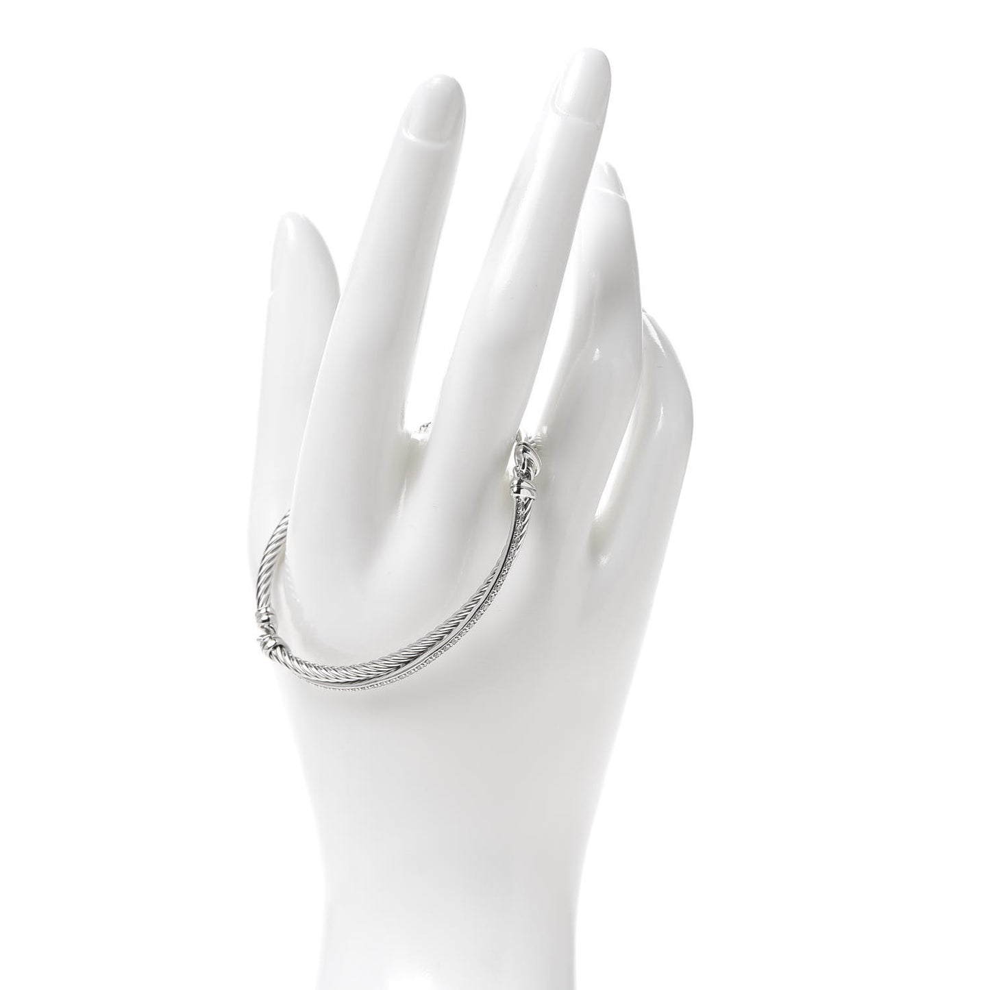 Sterling Silver Diamond 3mm Crossover Bracelet