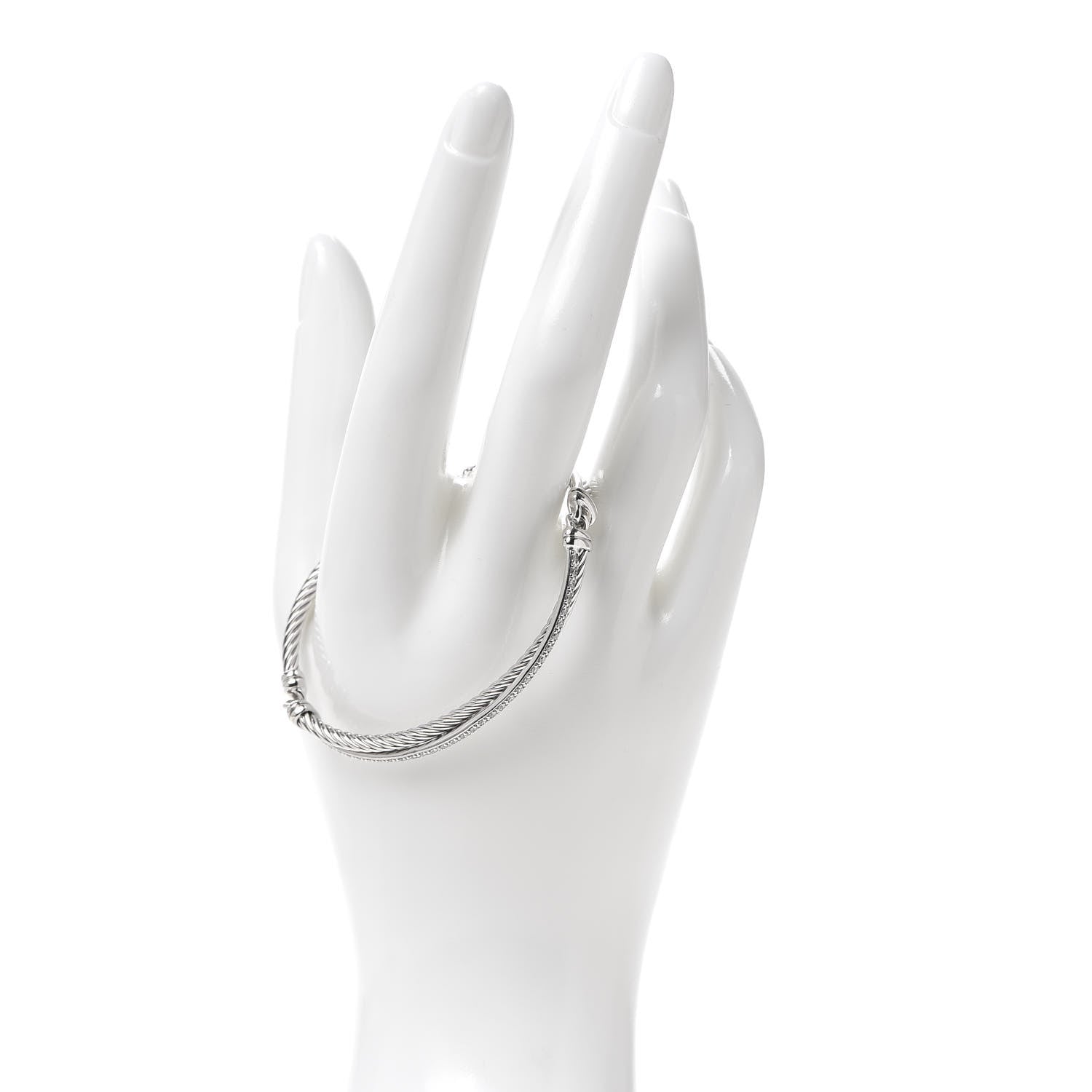David Yurman Sterling Silver Diamond 3mm Crossover Bracelet 2 of 6