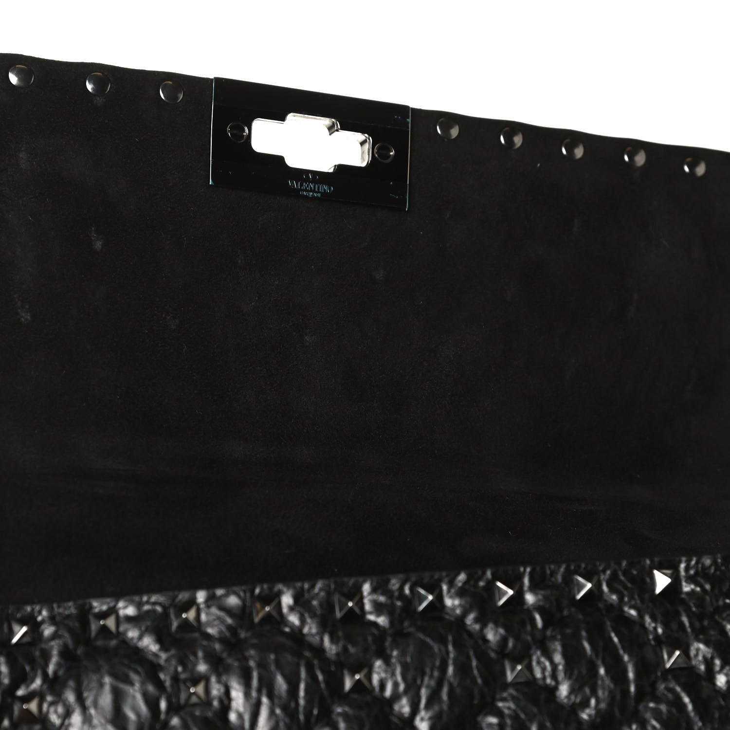 Valentino Garavani Craquele Nappa Medium Rockstud Spike Shoulder Bag Black 12 of 12