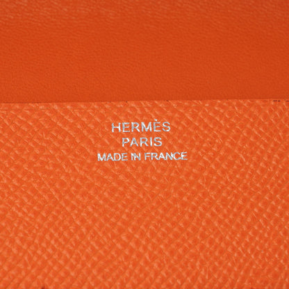 Hermes Epsom Checkbook Holder Wallet Orange 6 of 8
