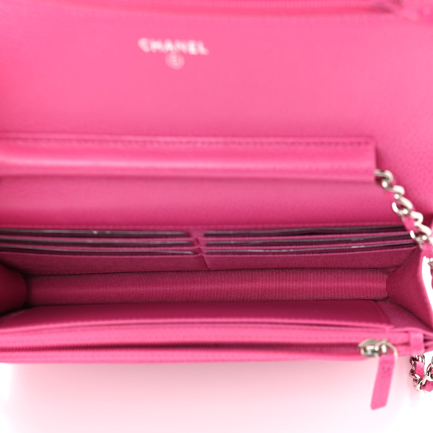 Caviar Quilted Wallet On Chain WOC Dark Pink
