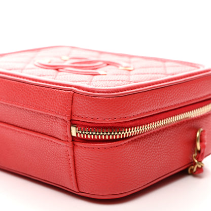 Chanel Caviar Quilted Small CC Filigree Vanity Case Coral 11 of 11