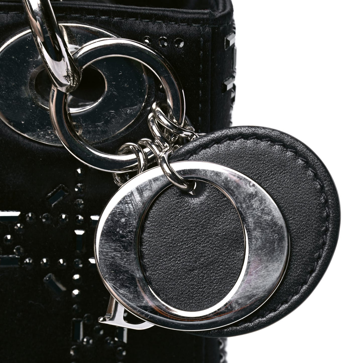 Satin Crystal Cannage Mini Lady Dior Navy