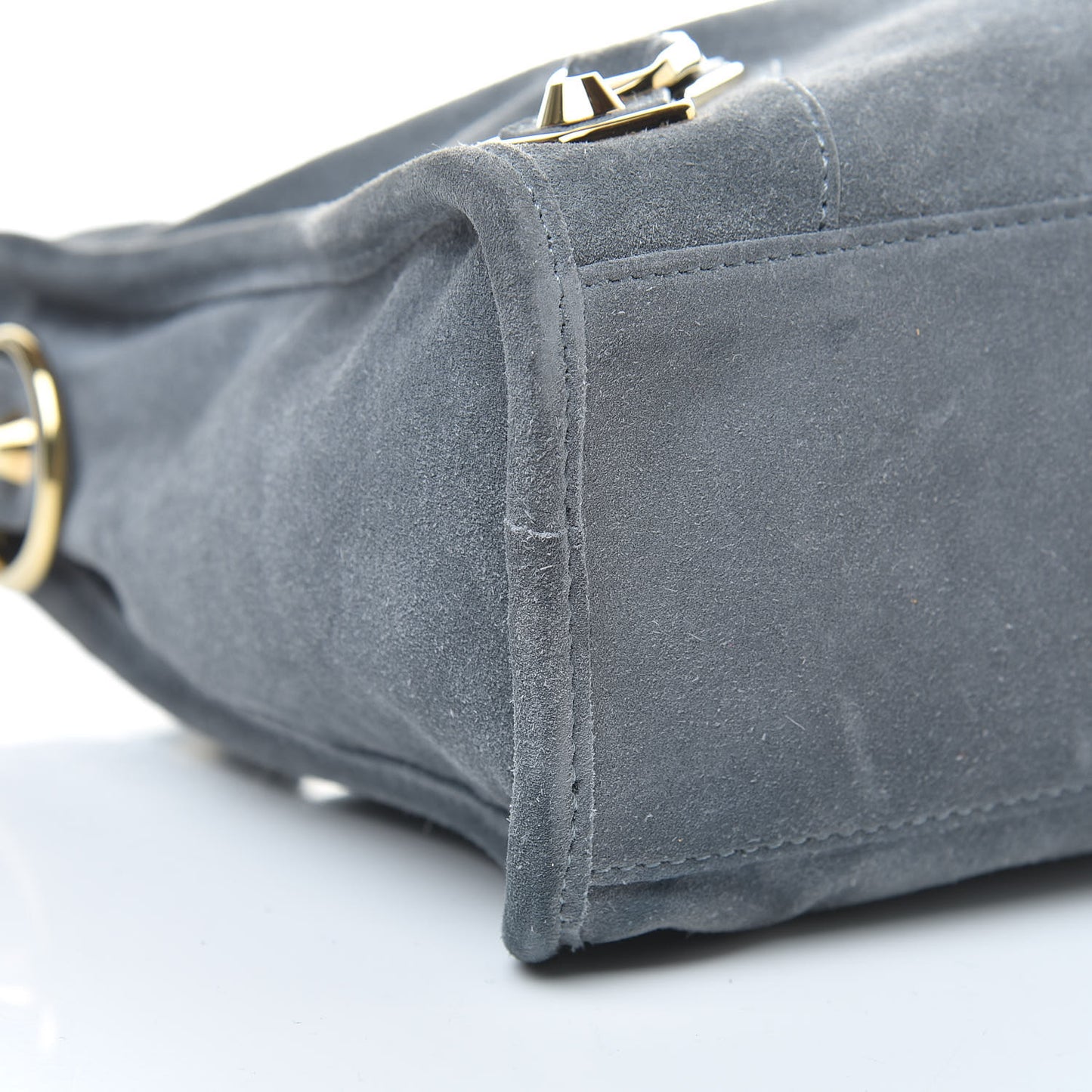 Baby Daim Suede Gold Metallic Edge Hardware City Gris Plomb