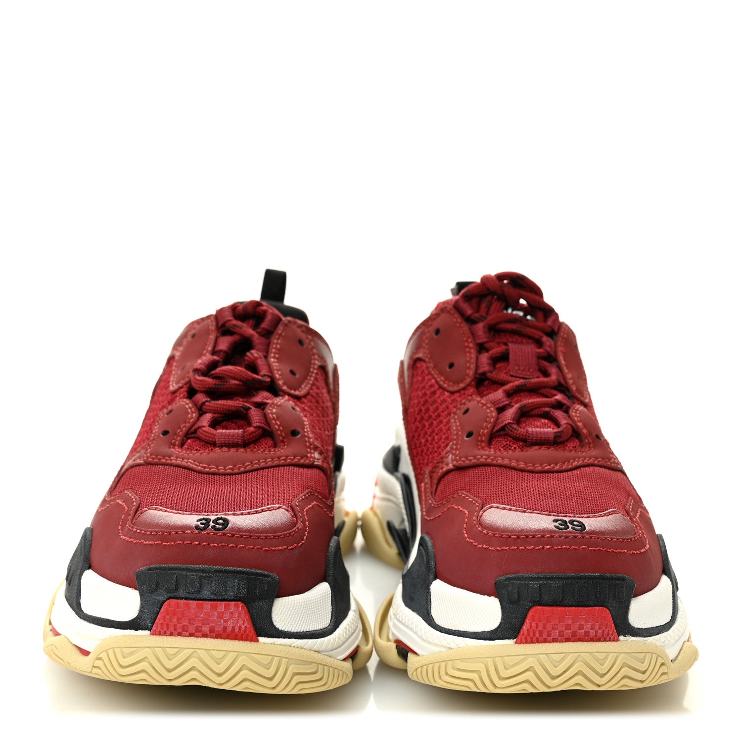 Balenciaga Fabric Mesh Washed Effect Womens Triple S Sneakers 39 Bordeaux Tricolor 2 of 10