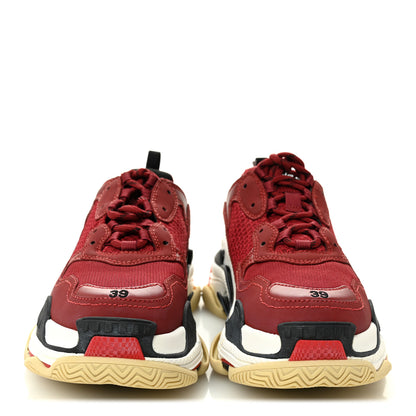 Balenciaga Fabric Mesh Washed Effect Womens Triple S Sneakers 39 Bordeaux Tricolor 2 of 10