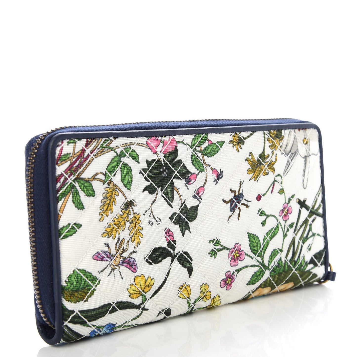 Canvas Flora Floral Trapuntata Zumi Zip Around Wallet Great White Multicolor Blue Agata