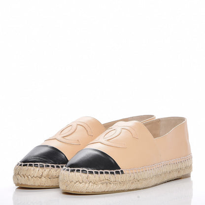 Chanel Lambskin CC Espadrilles 40 Beige Black 3 of 8