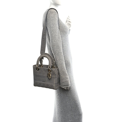 Christian Dior Canvas Embroidered Cannage Medium Lady D-Lite Gray 2 of 10