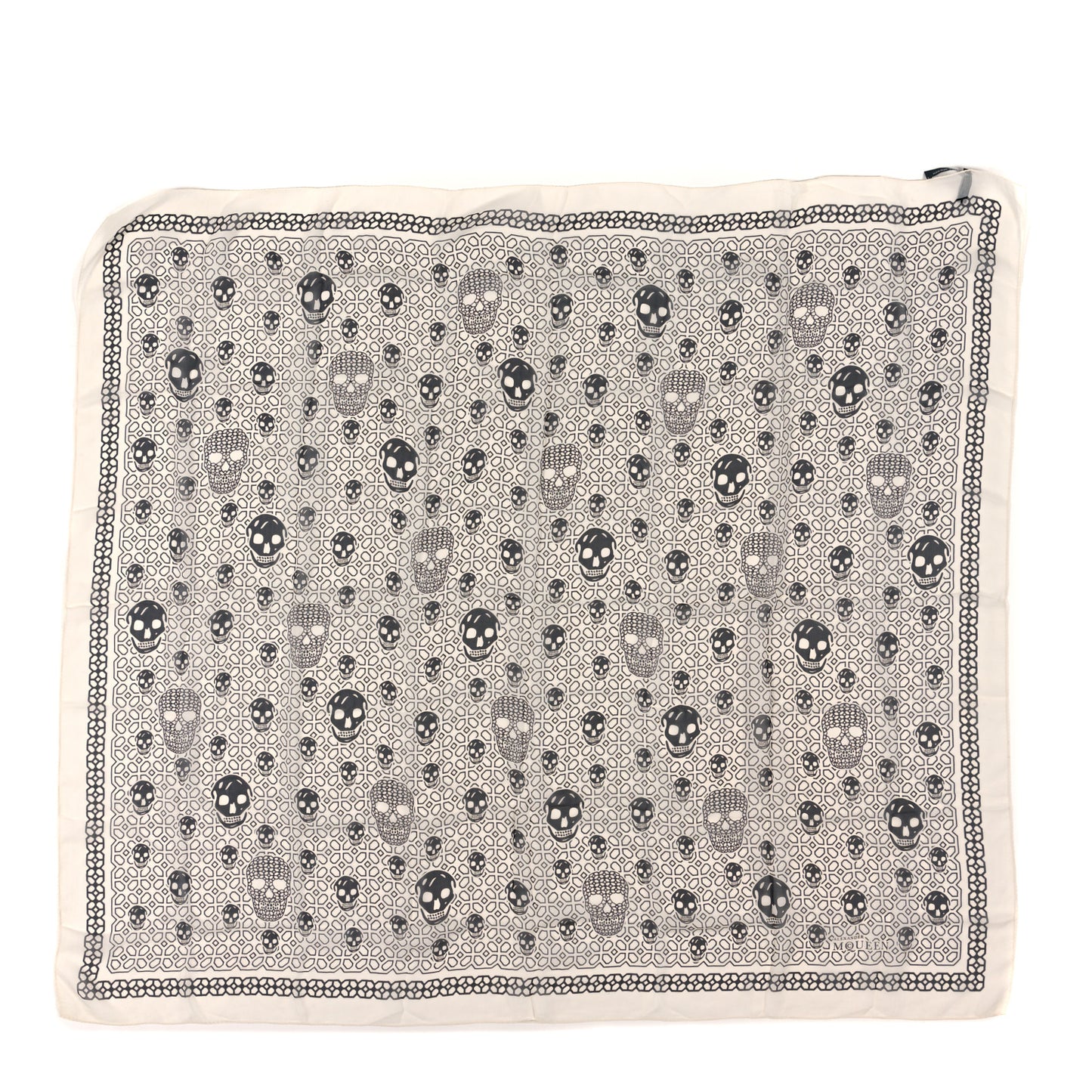 Silk Chiffon Skull Scarf Black White
