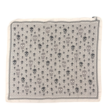Alexander McQueen Silk Chiffon Skull Scarf Black White 1 of 3