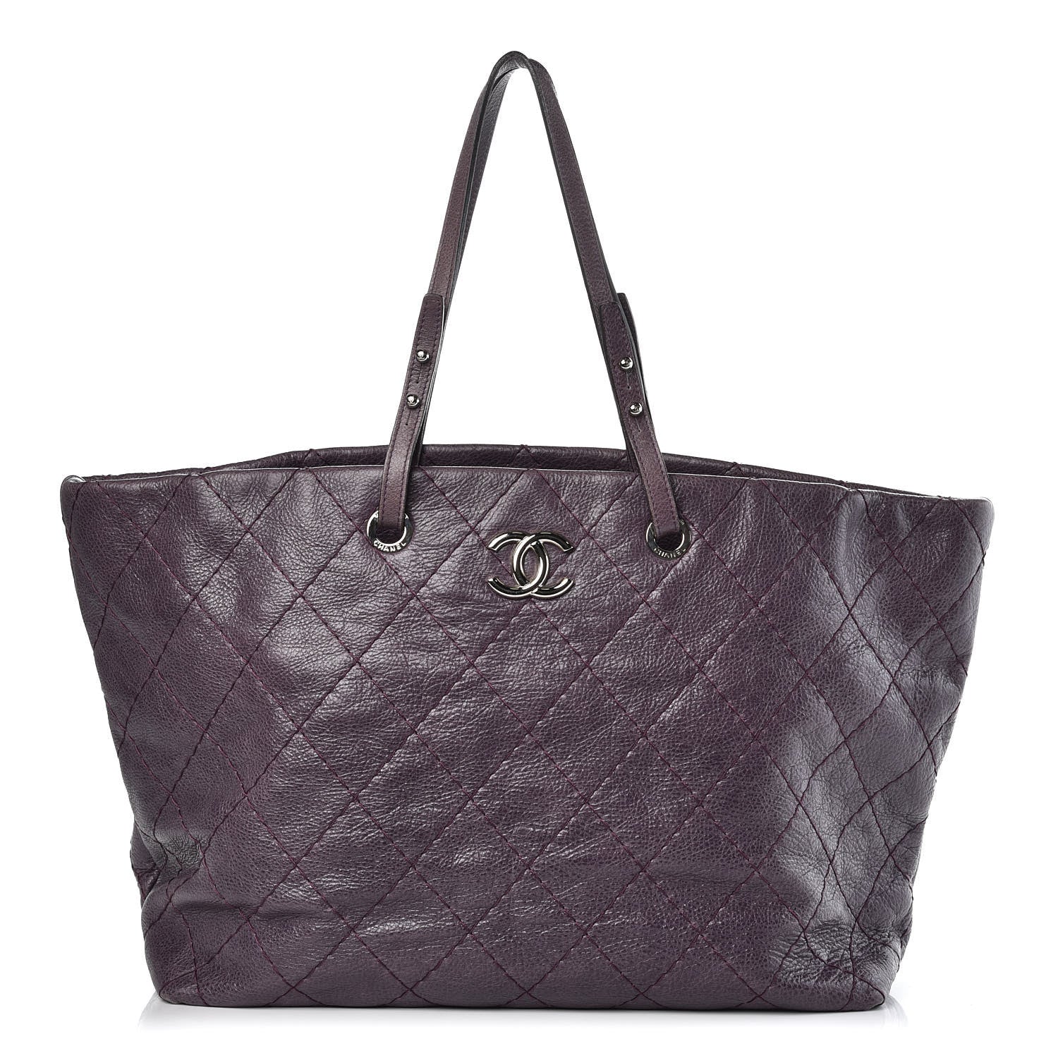 Chanel Glazed Calfskin Large On The Road Tote Purple 1 of 16