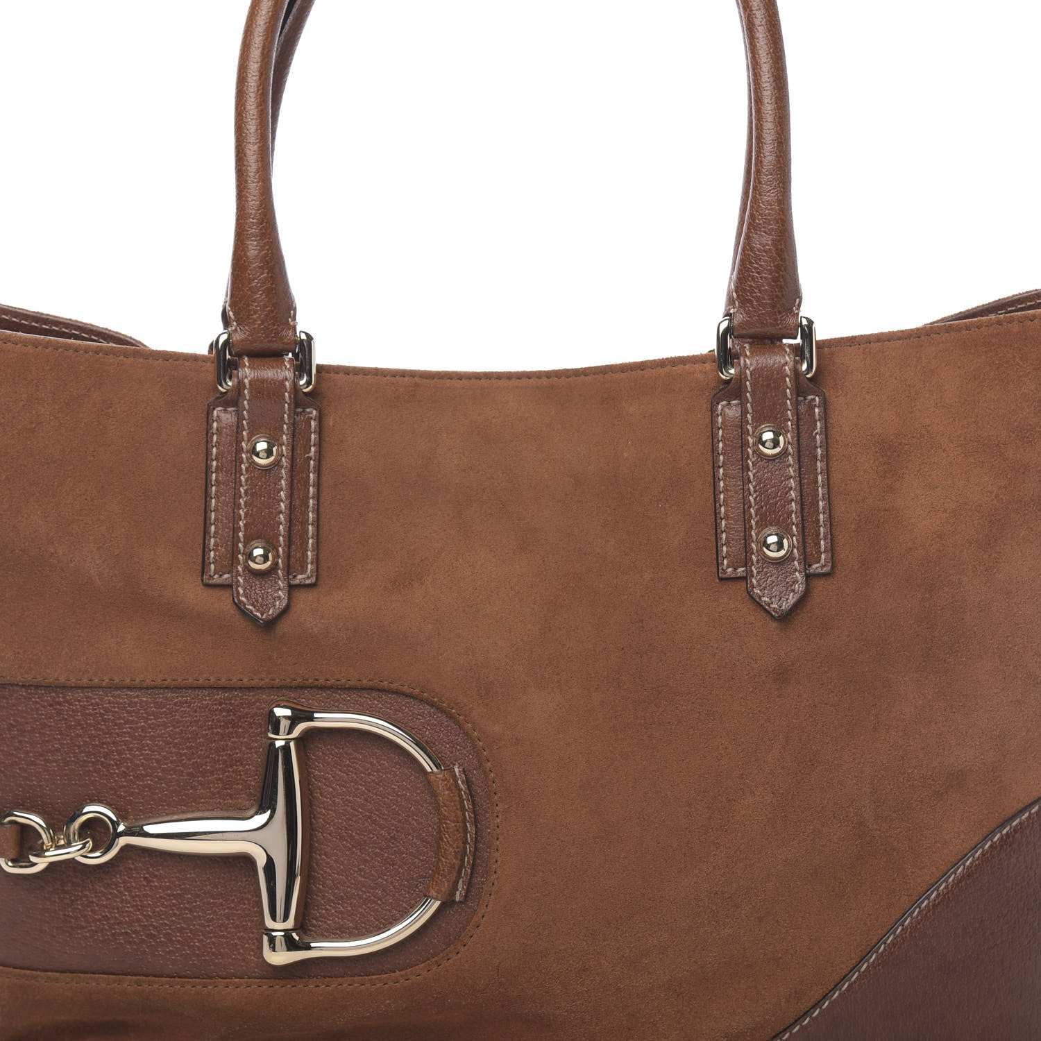 Gucci Suede Calfskin Medium Hasler Tote Brown 7 of 14