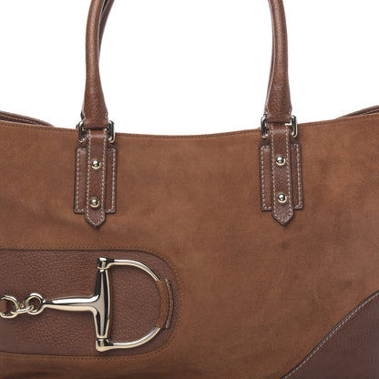 Gucci Suede Calfskin Medium Hasler Tote Brown 7 of 14
