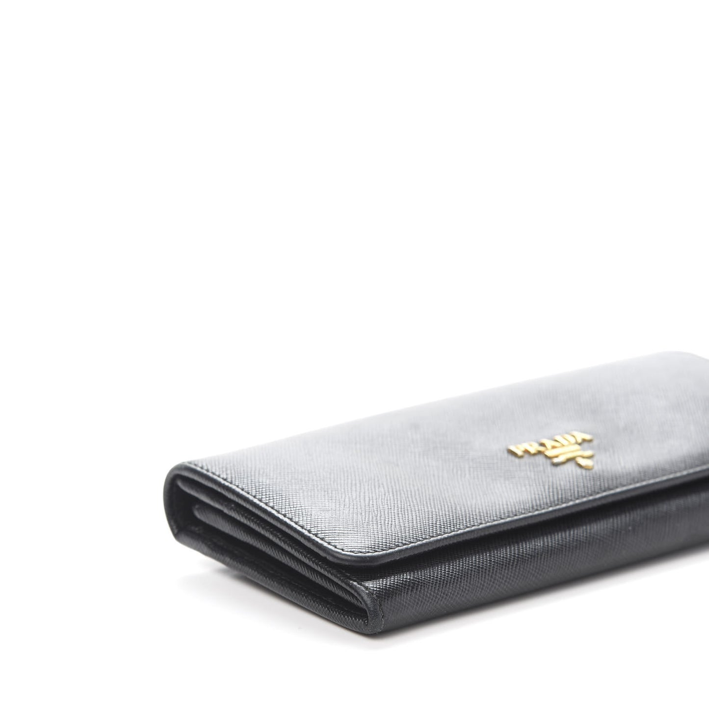 Saffiano Metal Continental Flap Wallet Black