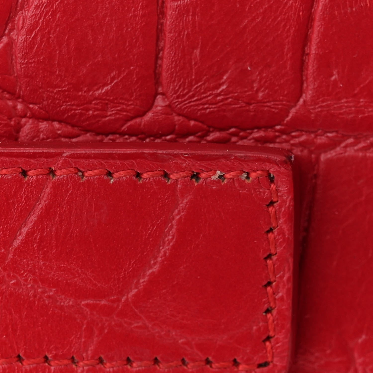 Saint Laurent Calfskin Crocodile Embossed Small Sac de Jour Eros Red 11 of 12