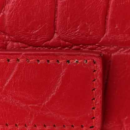 Saint Laurent Calfskin Crocodile Embossed Small Sac de Jour Eros Red 11 of 12