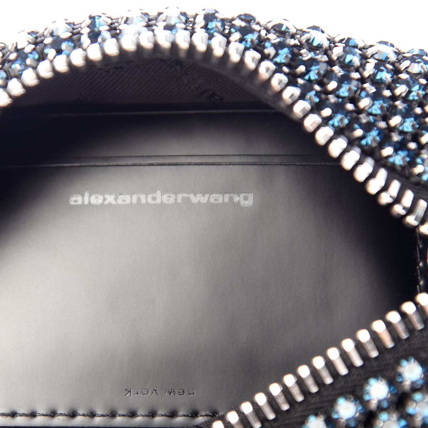 Mesh Crystal Rhinestone Mini Heiress Pouch Navy