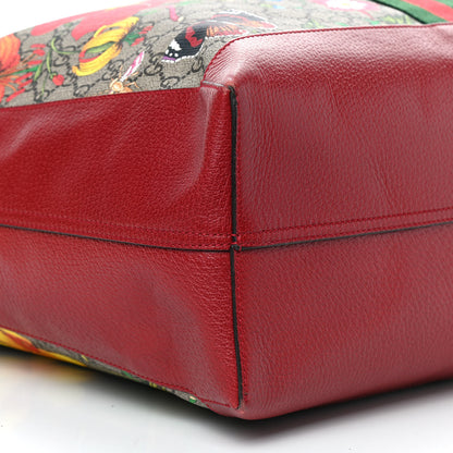 Gucci GG Supreme Monogram Flora Web Large Ophidia Tote Red 10 of 11