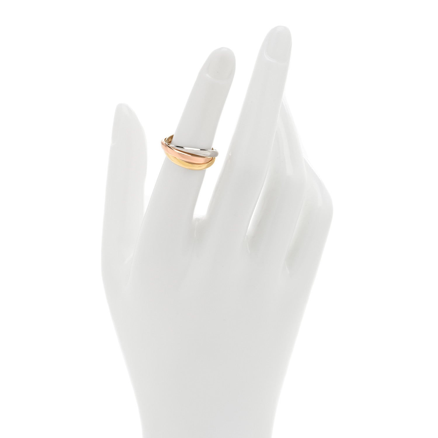 Cartier 18K Pink Yellow White Gold Small Trinity Ring 50 5.25 2 of 5