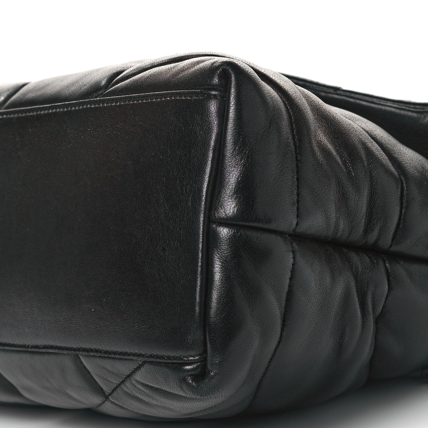 Lambskin Quilted Medium Loulou Puffer Monogram Chain Satchel Black