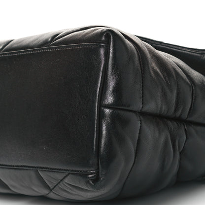 Saint Laurent Lambskin Quilted Medium Loulou Puffer Monogram Chain Satchel Black 10 of 10