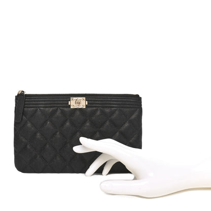 Chanel Caviar Quilted Small Boy Cosmetic Case Black 2 of 9