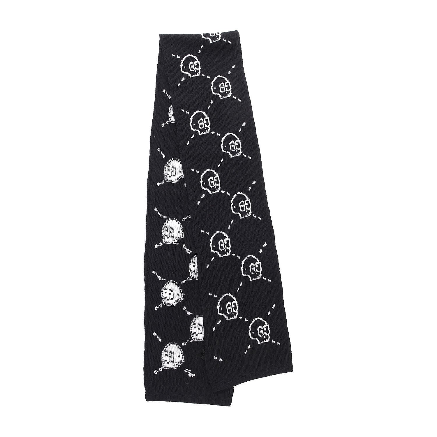 Gucci Wool Tricot GG Hamlet Scarf Black White 3 of 5