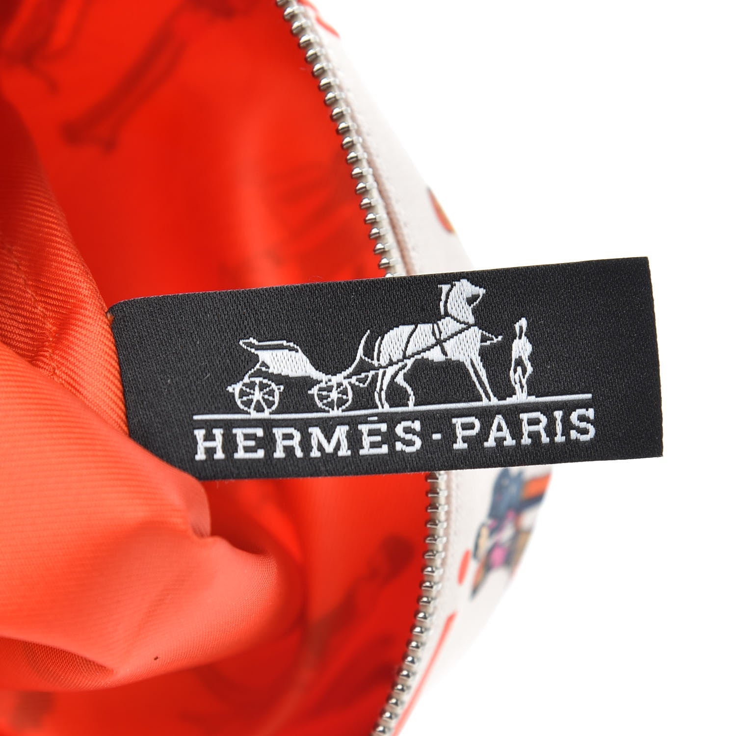Hermes Technical Silk Ex-Libris Les Parisiennes Silky Pocket Cosmetic Case Geranium Nata Gold 6 of 7
