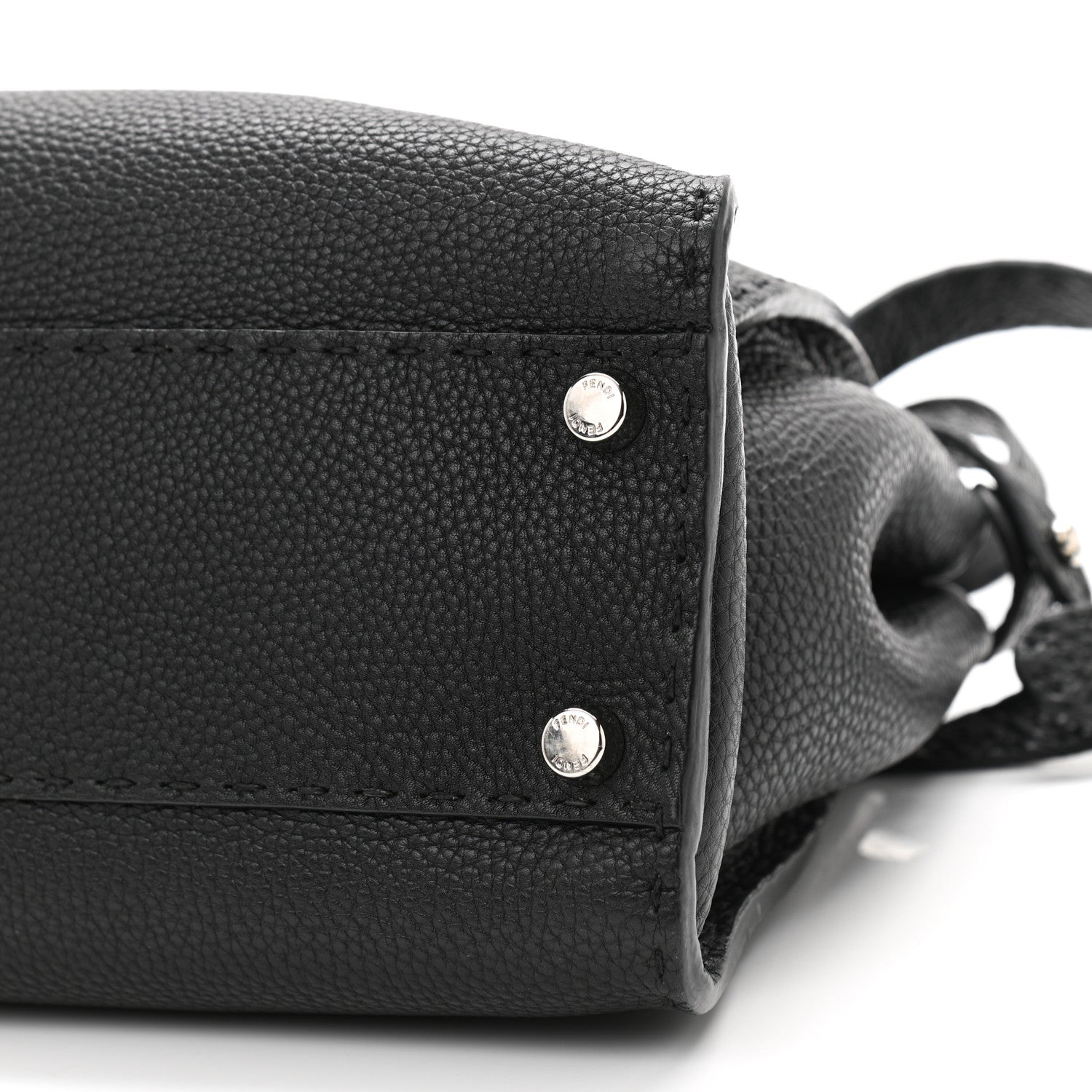 Fendi Cuoio Romano Selleria Bi-Color Medium Peekaboo Iconic Satchel Black Mou 12 of 12