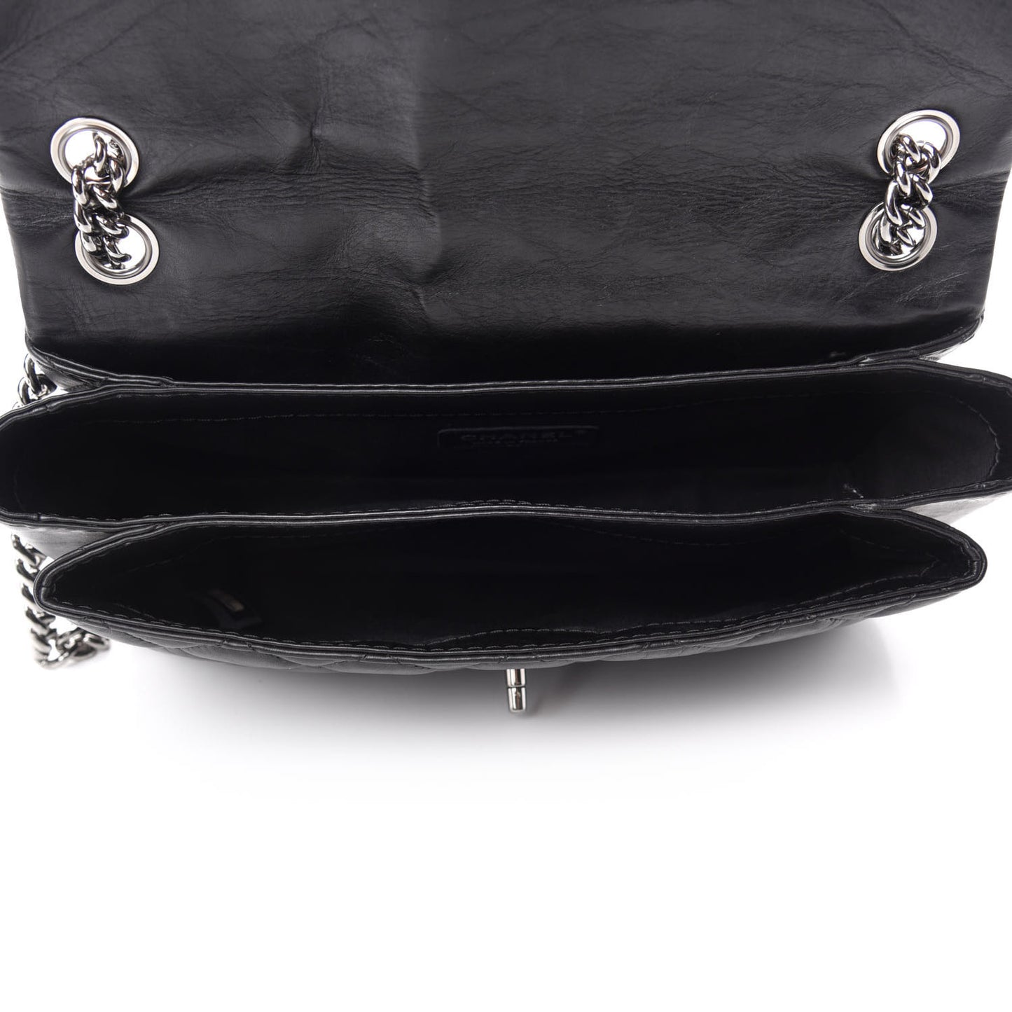 Aged Calfskin Quilted Small Lady Pearly Flap Black