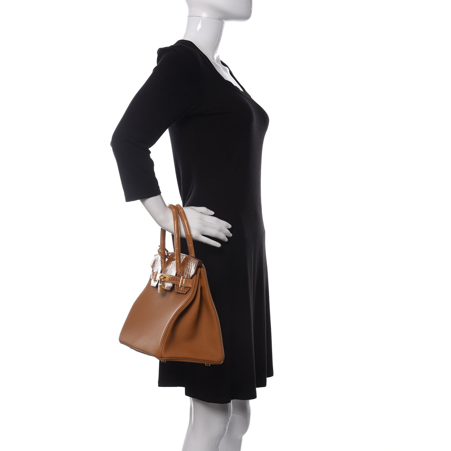 Togo Shiny Niloticus Crocodile Birkin Touch 30 Caramel Tabac Camel